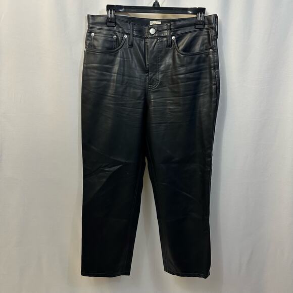 J. Crew Classing Straight High Rise Faux Leather Vegan Pants Trousers Soft 29 - Picture 1 of 5